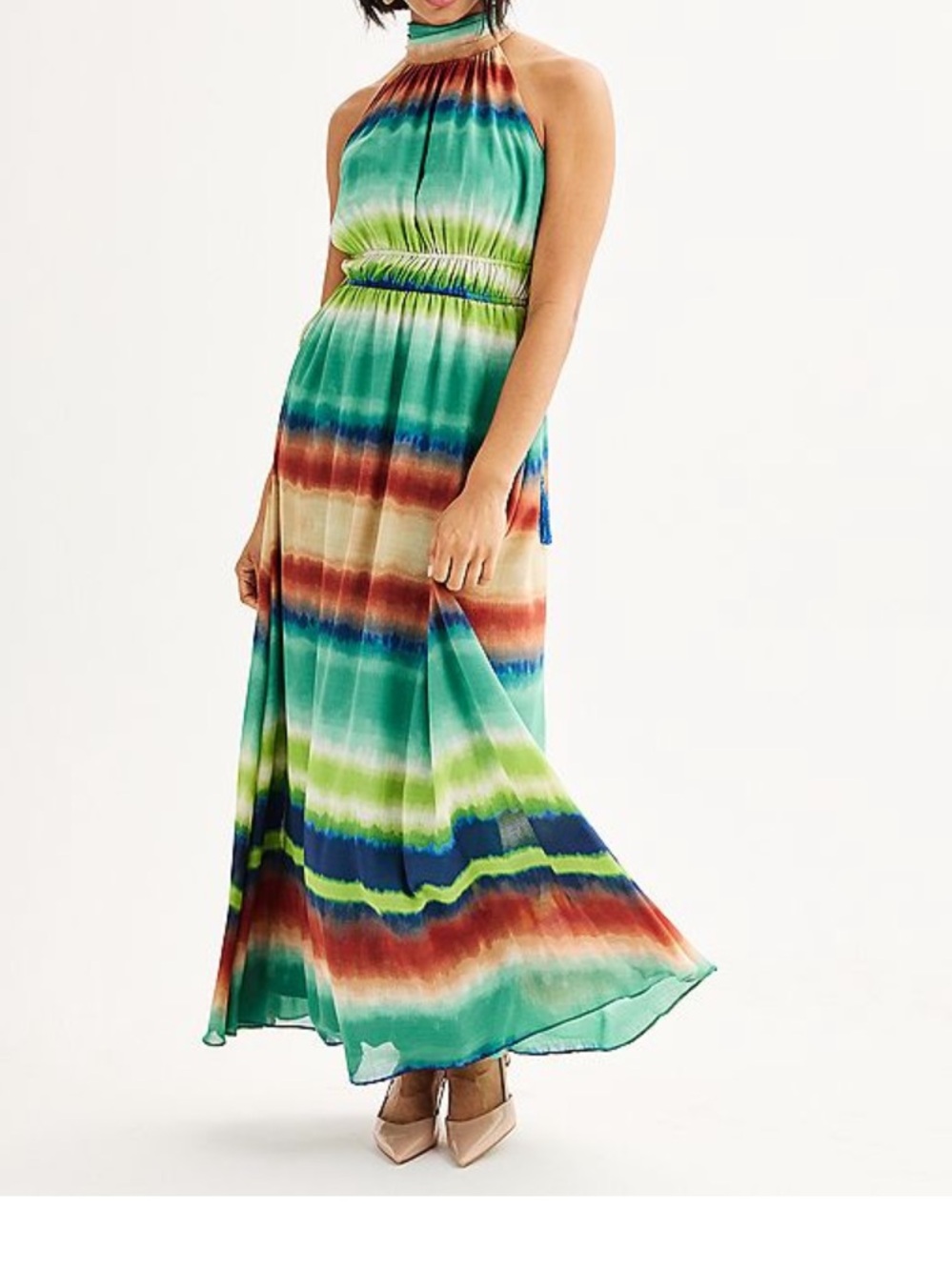 NWT Taylor Women’s Halter Neck Tie-Dye Maxi Dress Size 4